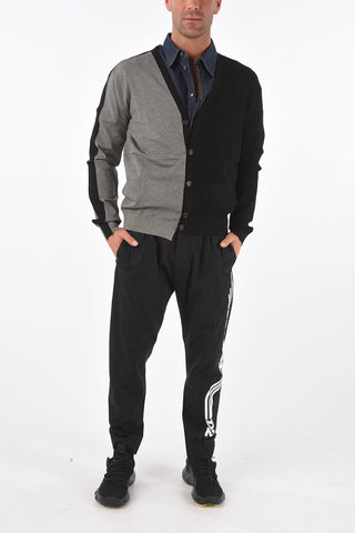 v-neck two-tone cardigan