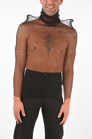 MM10 ribbed turtle-neck sheer top
