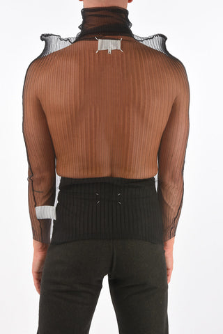 MM10 ribbed turtle-neck sheer top