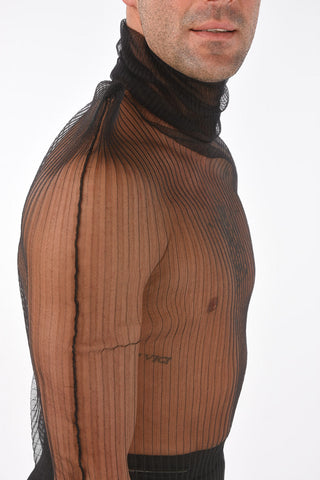 MM10 ribbed turtle-neck sheer top