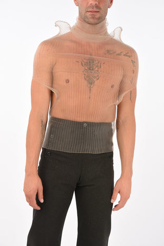 MM10 ribbed turtle-neck sheer top