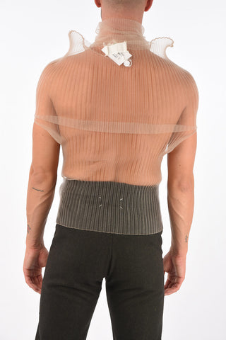 MM10 ribbed turtle-neck sheer top