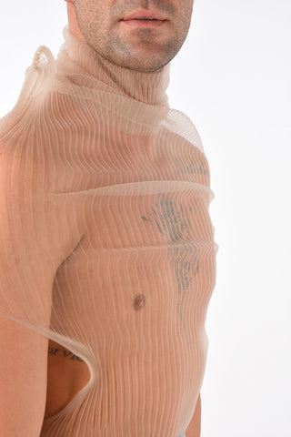 MM10 ribbed turtle-neck sheer top