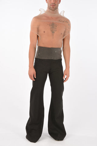 MM10 ribbed turtle-neck sheer top