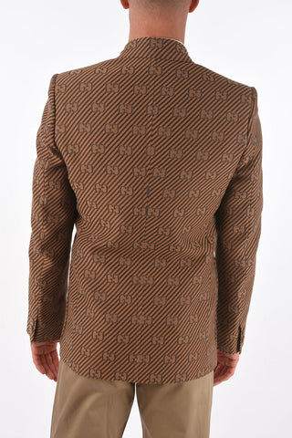 1 Button Monogram Fabric Blazer