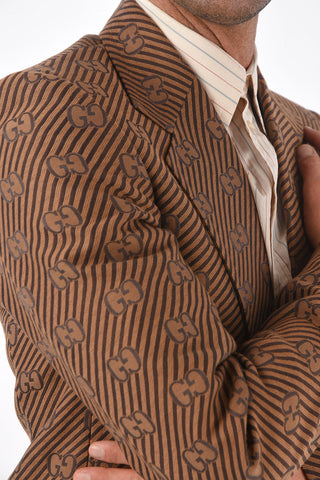 1 Button Monogram Fabric Blazer