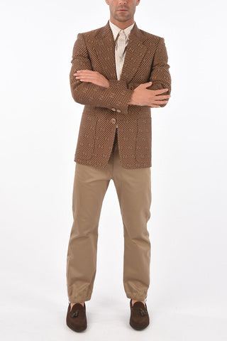 1 Button Monogram Fabric Blazer