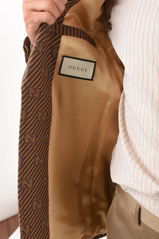 1 Button Monogram Fabric Blazer