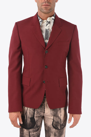 Single-breasted Flap Pocket Wool Blend Blazer