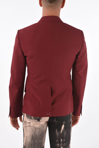 Single-breasted Flap Pocket Wool Blend Blazer