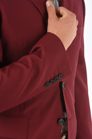 Single-breasted Flap Pocket Wool Blend Blazer