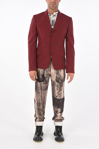 Single-breasted Flap Pocket Wool Blend Blazer