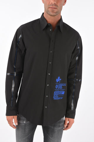 camicia collo italiano con stampa