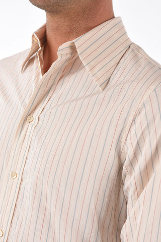 Camicia Gessata in Cotone con Collo Italiano