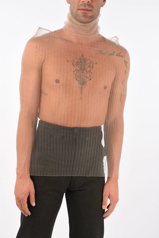 MM10 ribbed turtle-neck sheer top