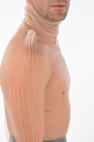 MM10 ribbed turtle-neck sheer top