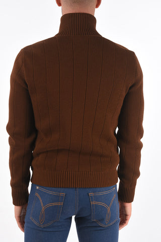 Suede Bomber Jacket with Knitted Edges and Sleeves