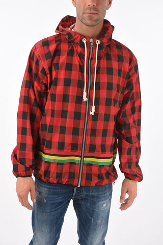 Hooded Gingham Windbreaker