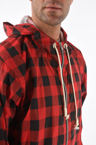 Hooded Gingham Windbreaker