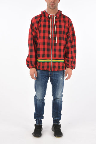 Hooded Gingham Windbreaker