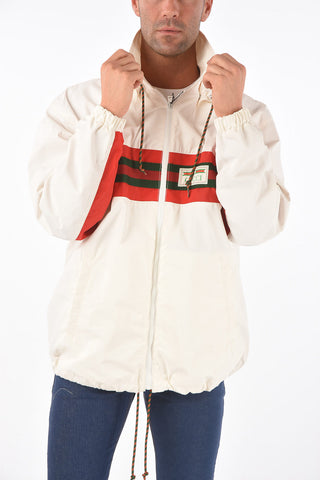 Removable Hood Contrasting Band Windbreaker