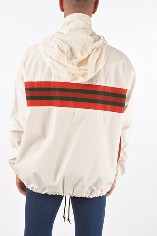 Removable Hood Contrasting Band Windbreaker