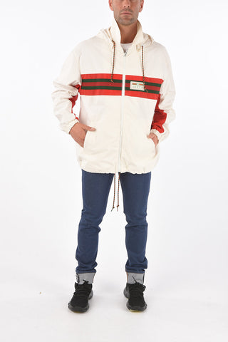 Removable Hood Contrasting Band Windbreaker
