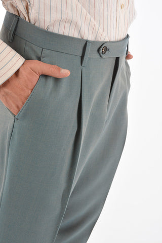 Single-pleated 5 Pocket Twill Wool Blend Pants