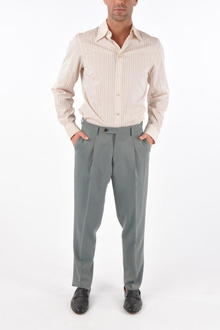 Single-pleated 5 Pocket Twill Wool Blend Pants
