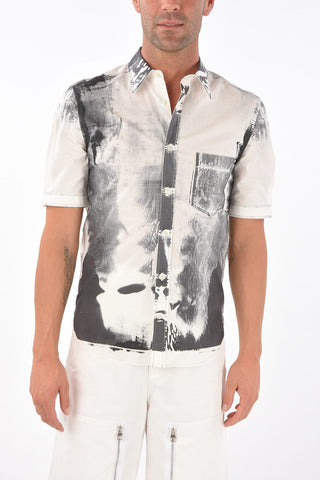 Short-sleeved Two Tone Printed Shirt
