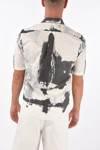 Short-sleeved Two Tone Printed Shirt