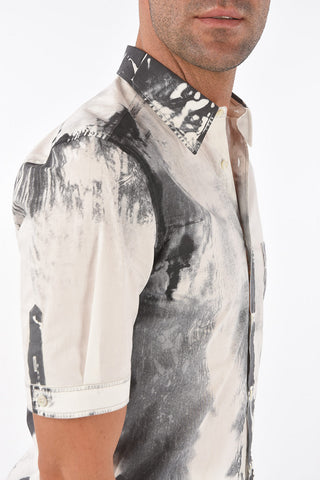 Short-sleeved Two Tone Printed Shirt