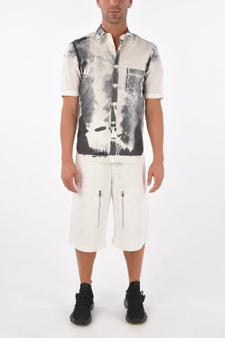 Short-sleeved Two Tone Printed Shirt