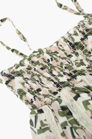 printed dress with lace details