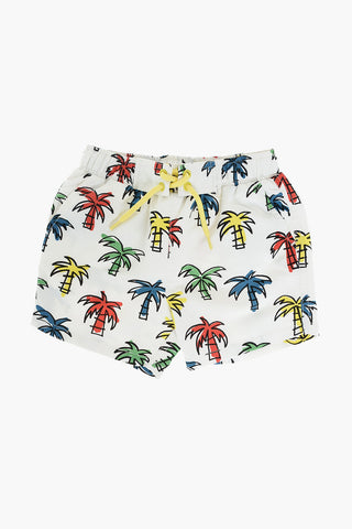 palm tree printed 3 pockets swim shorts