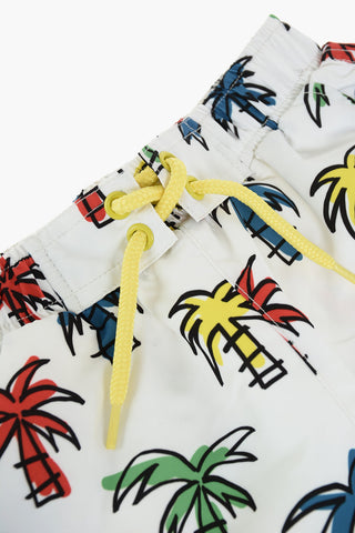 palm tree printed 3 pockets swim shorts