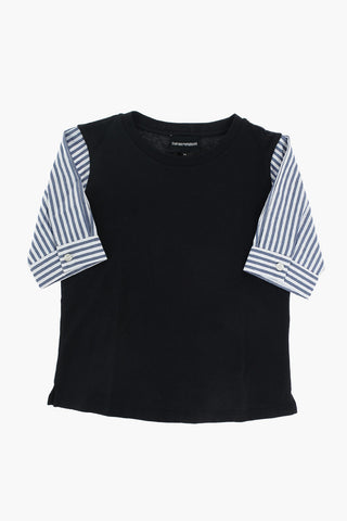 pinstriped sleeve crew-neck t-shirt