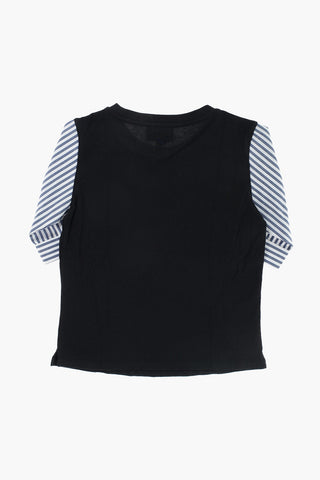 pinstriped sleeve crew-neck t-shirt