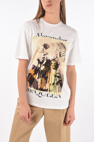 Crew Neck Roses Printed T-Shirt