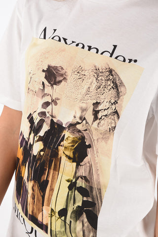 Crew Neck Roses Printed T-Shirt
