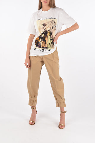 Crew Neck Roses Printed T-Shirt