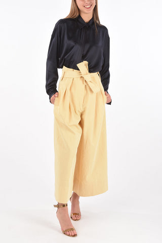Pantaloni in Cotone Giapponese a 2 Pinces con Cintura
