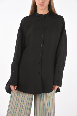 Mandarin Collar Silk Blend Shirt