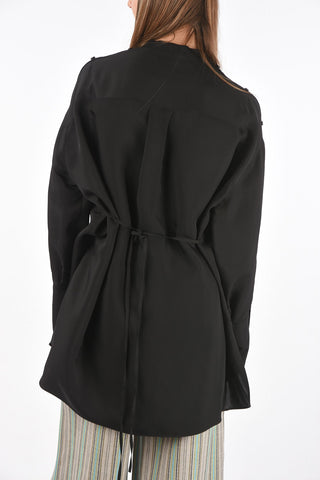 Mandarin Collar Silk Blend Shirt