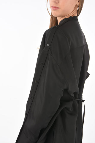 Mandarin Collar Silk Blend Shirt