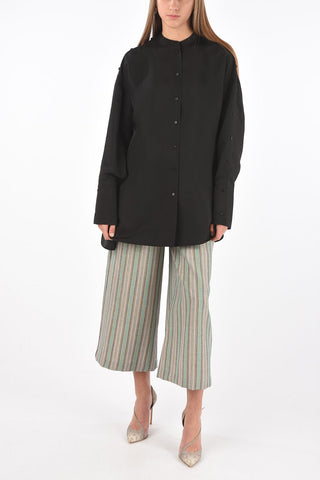 Mandarin Collar Silk Blend Shirt