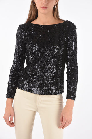 Crew Neck CESENA All-Over Sequined T-Shirt
