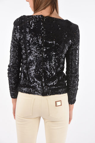 Crew Neck CESENA All-Over Sequined T-Shirt