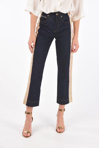 Dark Wash Floral Patterned Profile Denims