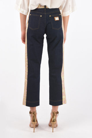 Dark Wash Floral Patterned Profile Denims
